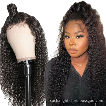 Raw Unprocessed 18 20 22 24 Inch Indian virgin Hair Hd Transparent Pre Plucked lace frontal Human Afro Kinky Curly Hair Wig